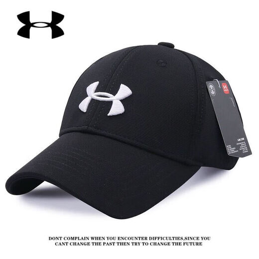 Under Armor UA new hat outdoor sports running breathable hard top baseball cap men's and women's peaked cap sun protection all black (54-60cm)