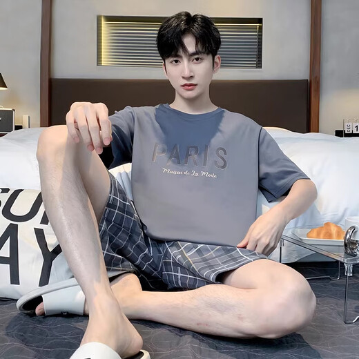 Modalga Pyjon de grande taille Summer 2025 Nouveaux shorts décontractés shorts de vestiges simples pour hommes minces pour hommes 6620 Cercle vertical + 6627 # Lettre bleue m Étudiant [80-100jin [Jin est égal à 0,5 kg]]]