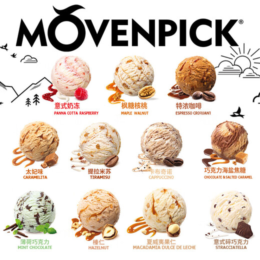 Mofanpi imported ice cream 2.4L large bucket of ice cream chocolate strawberry ice cream strawberry 2.4L (1365g)