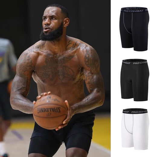 Basketball tight shorts five-point American men's sports running, fitness quick-drying base sports students high-elastic training five-point pants 702-black L