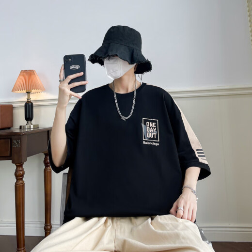 Boledi Teenager 12-15 Jahre alte Jungen kurzärmelige T-Shirts 13 Schüler der Junior High School Trendy hübsche Sommerkleidung 14 Kinder Tops T897 Schwarz hohe Qualität 160 m 80-100jin [Jin entspricht 0,5 kg]