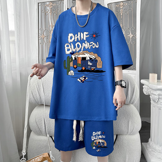 Kaduton Junior High School Student Sports Sports Sports Summer Waffle de verano para hombres Camiseta de manga corta Marca de martillo de seda de hielo set 831 White Set XL 130-150Jin [Jin iguala 0.5 kg] portátil