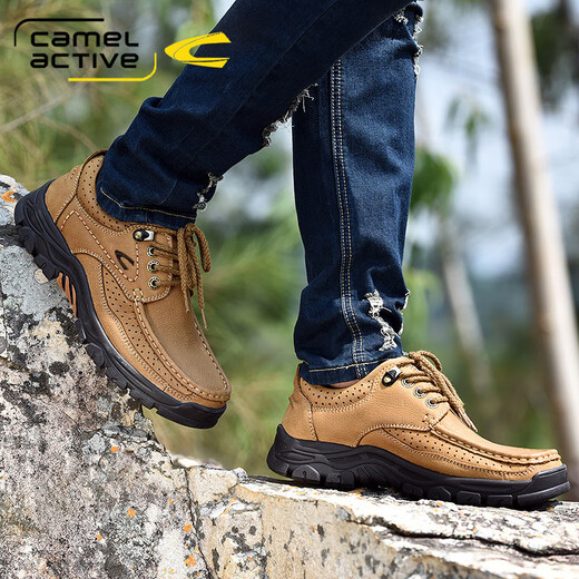 
Camel dynamic men's shoes, big-toe leather shoes, genuine leather outdoor sports and casual work shoes, thick sole non-slip middle-aged dad's shoes, 6198 brown 38 leather shoes size