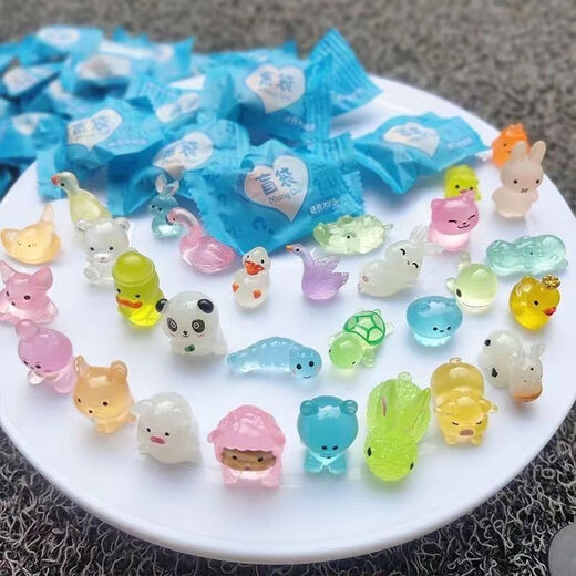 盲袋100个不重复小摆件少女心呆萌网红小猪小动物桌面仿真卡通 不断【独立盲袋包装】 可爱夜光动物小盲袋【30个】