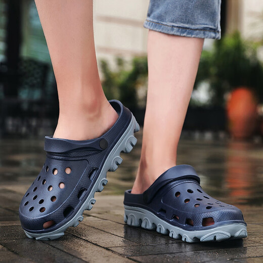 Woodpecker Extra Large Size Hole Shoes Men's Toe Bag Summer Anti-Slip Dual-Use Adding 47 Plus Larger 48 Slippers 49 Beach 50 Sandals 51 S9859 Black 49