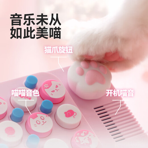 樱舒儿童迷你小钢琴可弹奏入门口袋音乐键盘电子琴玩具六一儿童节礼物 【粉喵款】粉喵键帽挂绳礼袋琴谱