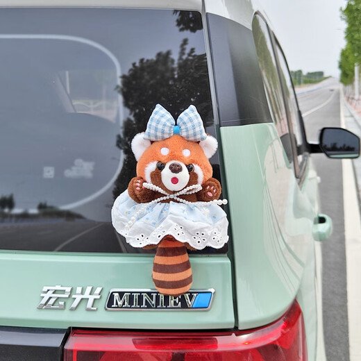 语森忆穿毛衣小熊猫车载挂件玩偶可爱女熊汽车尾部公仔电动车摩托装饰品 排扣蓝毛衣小熊猫 车尾公仔含卡
