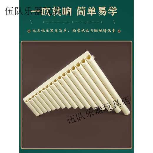 
Swan Easy Learn Pan flute 16 tube 18 tube with blowing pipe flare volley for beginners to play children easy learning for primary school students ' [New style] 16 tube ivory white + 9 gifts