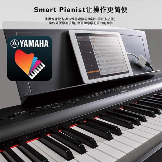 Yamaha Electric Piano P125AB Intelligentes elektronisches Klavier 88 Key Hammer Tragbarer Eingang für erwachsene Anfänger P115 Upgrade P125AB Black + Custom Wooden Rack Drei Schritt