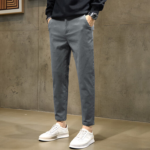 
Woodpecker casual pants for men 2025 new summer business nine-point straight stretch slim fit versatile trousers 1502 khaki + 1502 brown 28