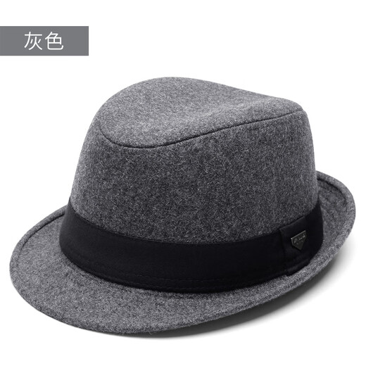 Rogosky counter trendy brand hat wool wool top hat for men middle-aged and elderly autumn and winter large head circumference warm retro men's dad grandpa jazz hat light luxury original gray XL plus size (60-62cm)