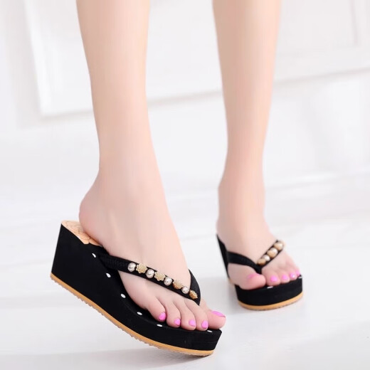 
Kaiji Rui sandals for women Vietnamese women flip flops for summer thick-soled heel slippers for non-slip beach clips for women 1389 purple 35
