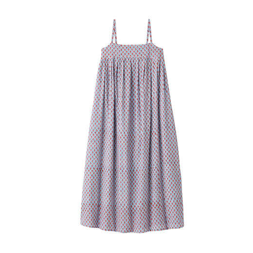 无印良品（MUJI）女式 雕版印染 吊带连衣裙女装裙子长裙夏季25年纯棉BC2LRA5S 红色图案 S (155/80A)