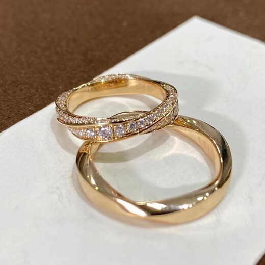 Shi En 2025 new ring spiral Möbius ring signature platinum rhombus 18K rose gold pair ring deposit balance 1