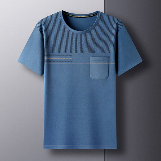 MrjeysXs Sommer loser runder Nacken halbärmeliges Hemd Dad Dad Dad Kurzärärmelte T-Shirt Herren Style Vatertag mittlerer und älterer TC-691 Navy Blue M 165