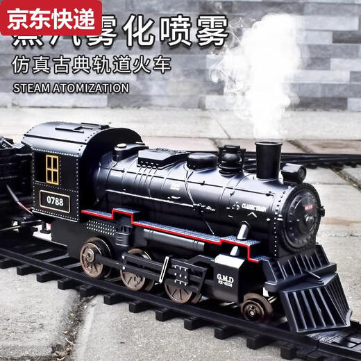 两雪儿童小火车玩具轨道车电动遥控停车场高级蒸汽模型仿真高铁男孩子 珍藏电动版双圆轨-合金蒸汽
