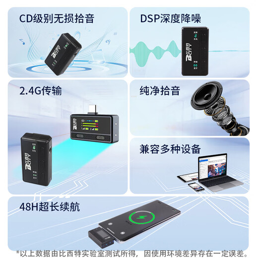 Bixit wireless lavalier microphone mobile phone live broadcast professional recording outdoor short video karaoke radio equipment noise reduction portable wireless microphone Android type-c one to two