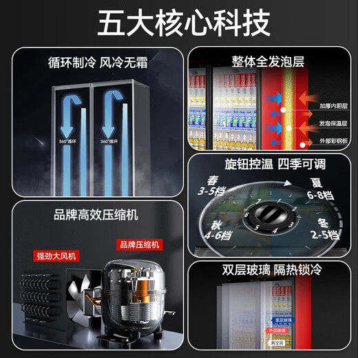 荣事达大容量饮料柜商用冰柜直冷藏展示柜酒水柜纯风冷无霜保鲜柜超市玻璃门冰箱立式啤酒柜 688L双门下机【铜管丨360°循环丨风冷无霜】 2025全新升级丨360°循环速冷丨节能高效