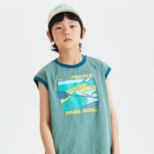 Mipo children's 25 summer sports vest, quick-drying, cool, antibacterial, breathable, elastic, boys' outdoor sports inner wear, green 160