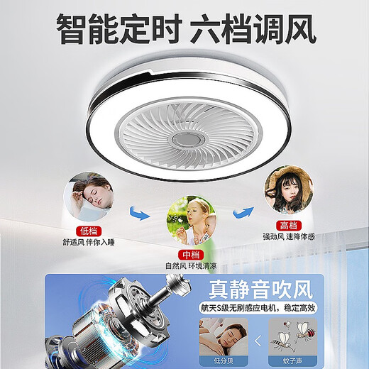 Clcey Lighting Ventilator Licht Schlafzimmer Deckenleuchte mit Lüfter integrierter blattloser Restaurant Deckenventilator