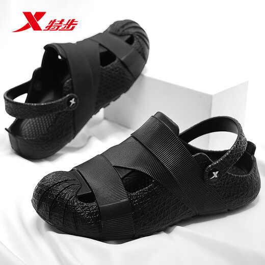 
XTEP (XTEP) sports slippers men's hole shoes men's summer sandals wearing thick-soled sandals for men A043 black 42-43