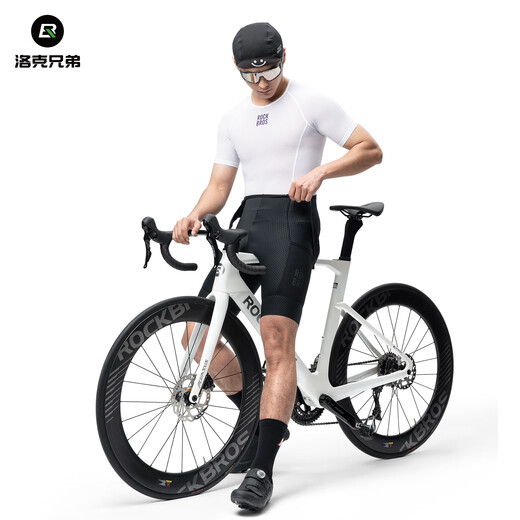 Rock Brothers sweatshirt men's quick-drying breathable short-sleeved top sports bottoming road cycling jersey summer white (XL/XXL)
