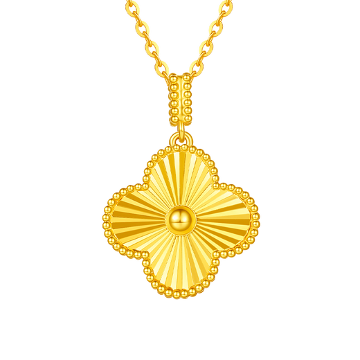 Mingzuan International 18k gold four-leaf clover pendant for women au750 laser car flower clover pendant gold neckpiece as a birthday gift for girlfriend