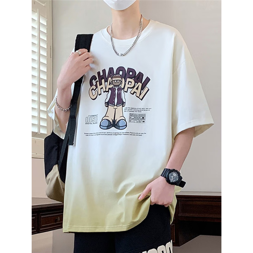 Haoyisong 2025 Neuem T-Shirt für Kurzschläfe für Jungen für Jungen für Jungen hübsche trendige Sommerkleidung für Teenager und große Kinder-Tops 6169 White (Single kurzärmelig) Qualitätssicherung M 80-95jin [Jin entspricht 0,5 kg]