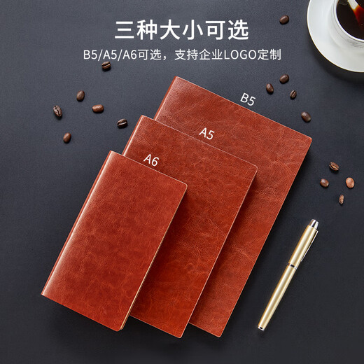 JPHZNB党员学习笔记本商务笔记本子记事本A5日记本软皮面本A6B5定制可印logo会议记录办公本子批发定做封 A6-黑色软皮吊坠P-4881
