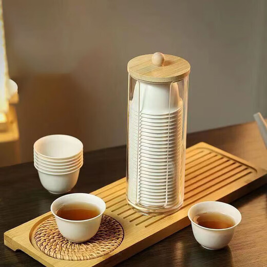 Thickened tea cup disposable cup biodegradable tea cup home office portable rice husk environmentally friendly disposable tea cup 48 pieces 1 pack - rice husk material