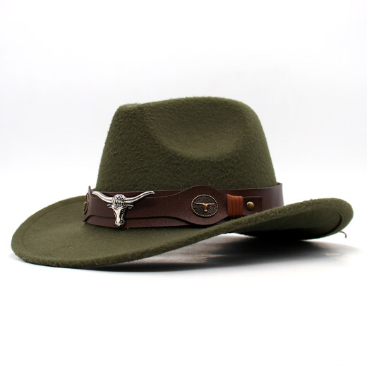 Jiangzi Guoluo Tibetan Top Hat Western Cowboy Hat Cowhead Accessors FIENTO HATO NACIONAL HOMBRA Men y mujeres Brown (vaca denominación marrón) M Adulto (56-58 cm)