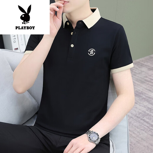花花公子（PLAYBOY）2025夏季新款男士POLO.衫短袖保罗衫衫修身有领翻领T恤带领上衣 QY719白色 M