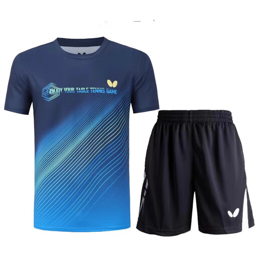 
Butterfly table tennis uniform men's summer new quick-drying breathable badminton uniform suit 838 blue top + 1913 quick-drying pants suit XL men/weight 130-140Jin [Jin equals 0.5 kg]