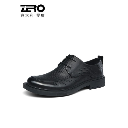 Zéro degré [Offre spéciale de taille brisée] Chaussures pour hommes zro Chaussures en cuir large pour hommes Summer en cuir authentique creux chaussures de cuir décontractées respirant hommes noirs R12532 44