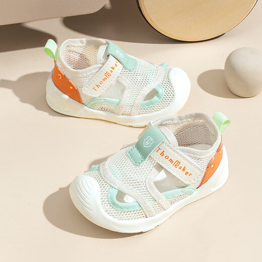 
Tombeck baby sandals for boys and girls summer toddler shoes 1-3 years old baby sandals soft sole baby shoes off white 15#