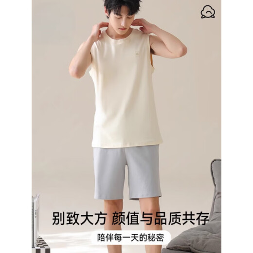 俞兆林背心男士睡衣纯棉夏季无袖坎肩薄款家居服夏天运动可外穿套装 NSWR-深灰色13657 （百分百纯棉） L 男【推荐95-125斤】