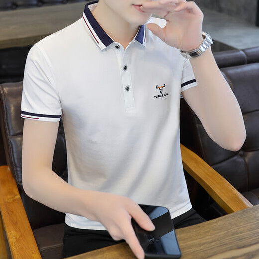 Gy yagel sommer sommer pur cotton herren kurzärmelig t-Shirt Lapel Trendy Business Casual Youth Collar Paul Polo Qy673 Pink 3xl
