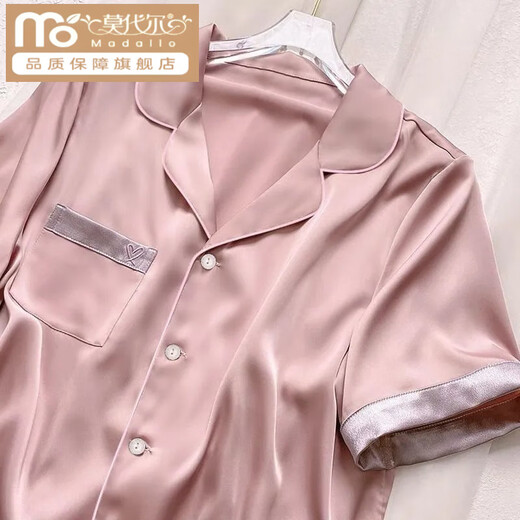 
Modal casual pajamas women's thin summer ice silk short sleeve shorts lapel home clothes summer suit simple to wear outside YFY-9901 [ice silk double short] M [recommended 80-100Jin [Jin equals 0.5 kg]]