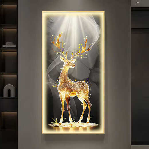 CHENGZAI FUGUI ELCO Sala de estar Decoración Luz de la luz LED atmosférica de lujo directamente opuesto a la pared de la puerta Pasillo de la pared Mural Pintura colgante T12859 50*100 (sugerido 0.7-0.8 metros de pared 5