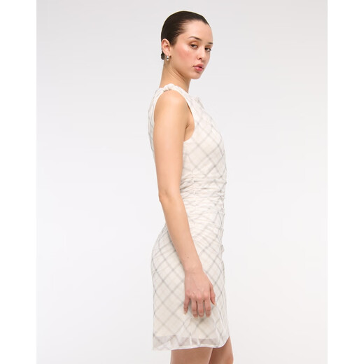 ABERCROMBIE & FITCH女装25夏季新款性感辣妹ins风设计感修身无袖连衣裙KI159-6231 白色印花 L 165/104A 标准版