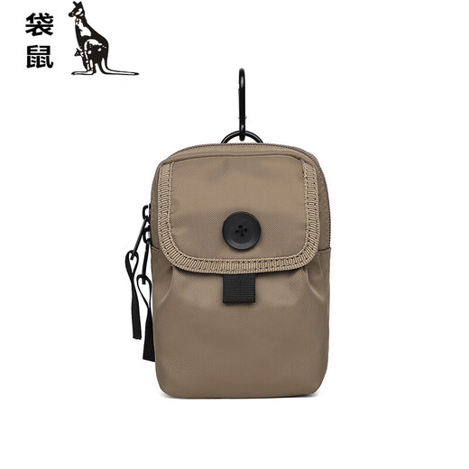 Kangaroo Men's Fitness Small Bag Mountaineering Messenger Bag Waterproof Nylon Canvas Bag Mobile Phone Bag Fashion Multifunctional Sports Arm Bag Khaki