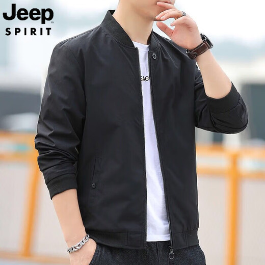
JEEP SPIRIT Jeep 2025 spring and summer jacket men's casual outerwear jacket stand collar windbreaker simple baseball uniform top 686 jacket [green] M [recommended 80-95 Jin [Jin equals about 0.5 kg]]