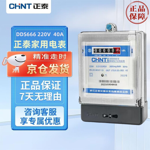 Chint (CHNT) household electric meter DDS666 220V 5-40A rental house electric meter meter type high-precision electric meter electronic household electric meter