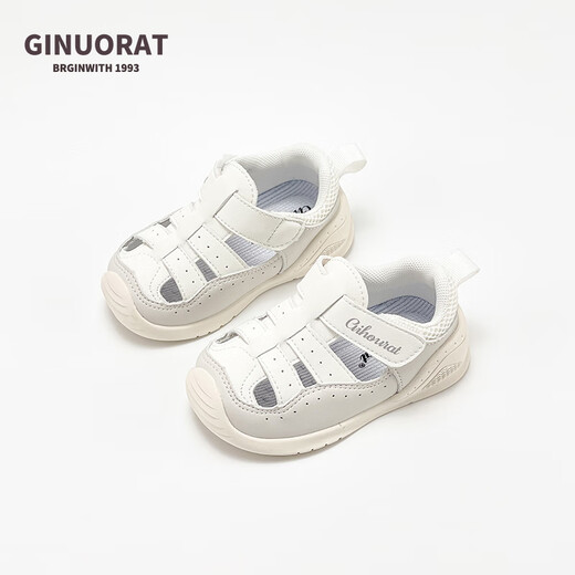 Chino Mouse Official Authentic Baby Sandals 1-2 Years Old Girls Infant Soft Sole Toe-Toe Toddler Shoes Boys Casual Shoes Gray Size 24 (Inside Length 16cm Suitable for Feet Length 15.5cm)