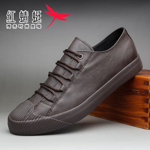 Red Dragonfly [Brand Taille Off] Chaussures pour hommes Spring Men's Casual En cuir chaussures Low Top Shoes Lace Korean style polyvalent Fashion British Shoes SS9851 All Black 42