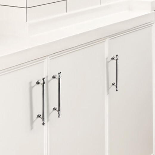 Yonghuan French zinc alloy wardrobe door silver handle modern simple chrome-plated gloss drawer single hole cabinet solid handle bright chrome 6169-single hole (diameter 29)