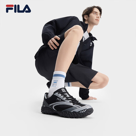 
FILA [Yi Yang Qianxi's same style] Men's shoes, German training shoes, sports shoes, 2025 summer new jump shoes casual shoes, black/gray silver-BG 41