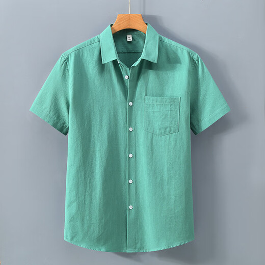 100% pure cotton American heavy short-sleeved shirt men's summer solid color lapel work casual white shirt 1502 bean paste red pocket 3XL (170-190Jin[Jin equals 0.5 kg])