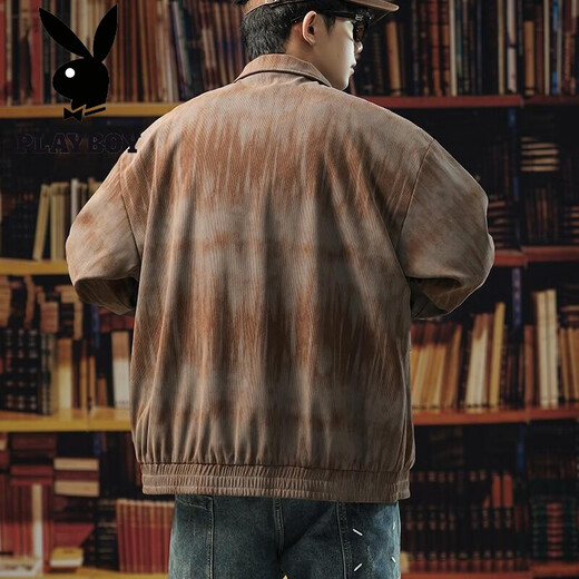 
Playboy (PLAYBOY) tie-dye jacket men's gown spring and autumn 2025 new trendy brand loose-sensing tool lapel jacket large size K15828 black M