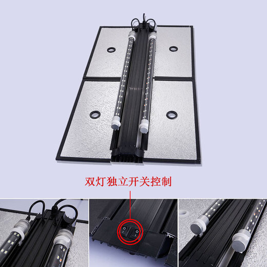 XMSJ鱼缸盖子上盖顶盖定制带灯防跳翻封闭式推拉滑道配件大全套 12040CM+上包+灯3.8CM上包+双